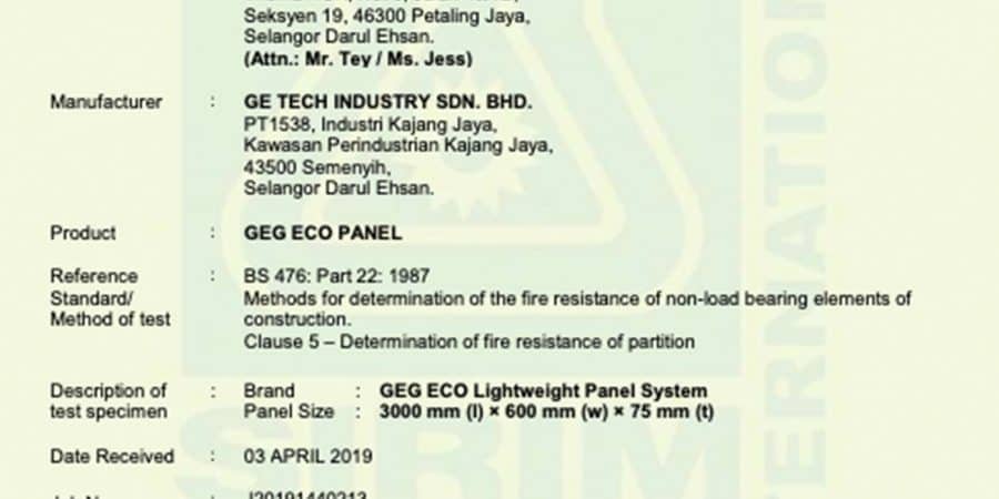 1005-fire test – sirim- 1hour-75mm